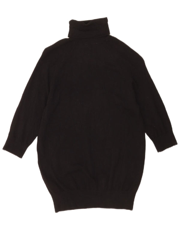 Zara Dame 3/4 ærmer rullehals sweater UK 14 Large Sort