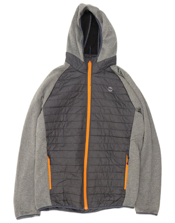 Jack & Jones Herre hættepolstret jakke UK 42 XL Grå Colourblock