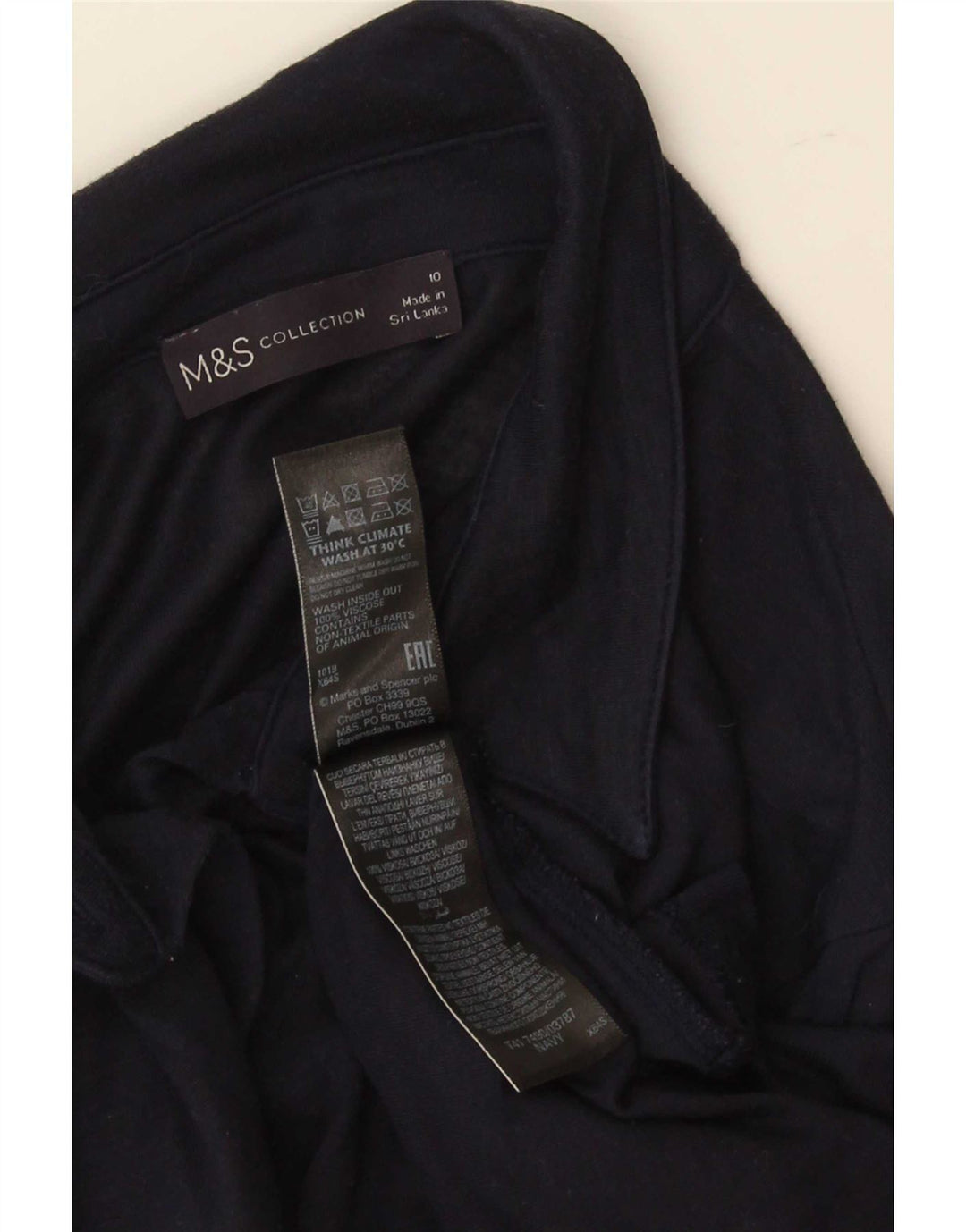 Marks & Spencer Dameskjorte UK 10 Small Navy Blue Viscose