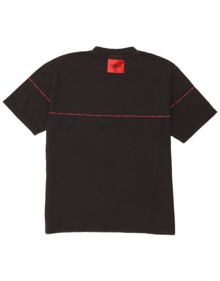 Hugo Boss Herre grafisk T-shirt Top Stor sort bomuld