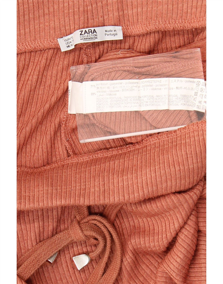 Zara Womens Tracksuit Bukser med brede ben UK 8 Small Brown Polyester