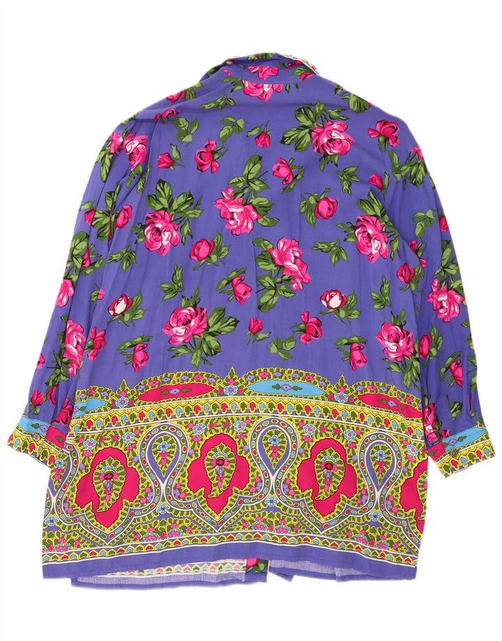 St. Germain Womens Longline Oversized skjorte UK 16 Large Purple Floral