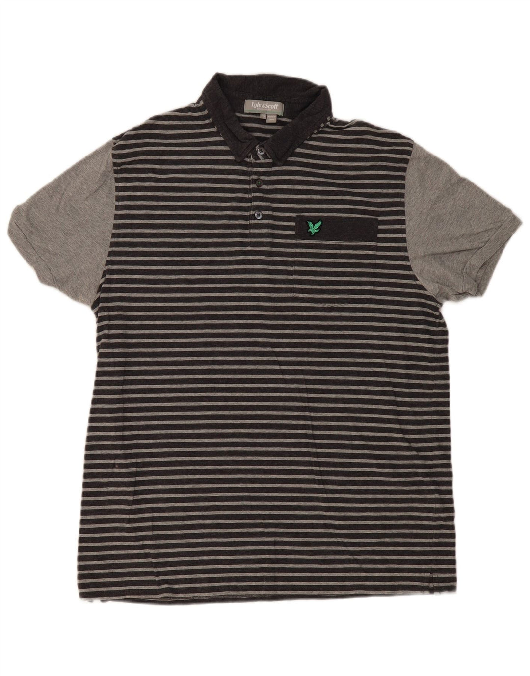 Lyle & Scott herre poloshirt XL gråstribet bomuld