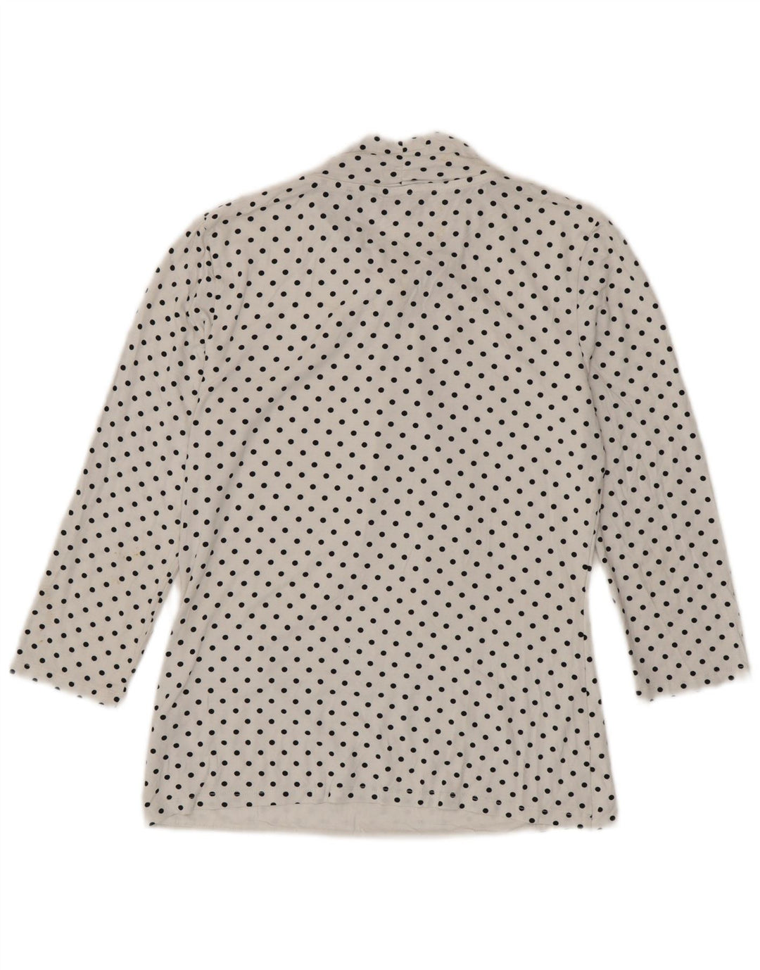 HOBBS Dame Front Tie 3/4 ærmet bluse Top UK 10 Small White Polka Dot