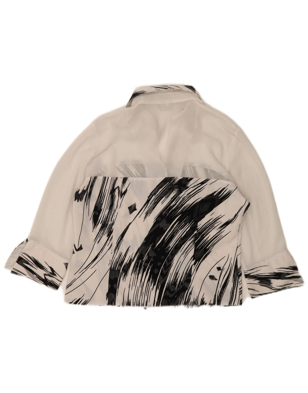 Vintage skjortebluse med 3/4 ærmer til kvinder IT 42 Medium hvid stribet polyester