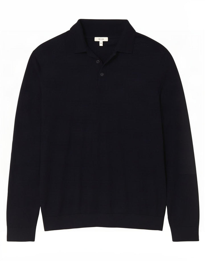 Reiss Herre Polo Neck Jumper Sweater Medium Navy Blue Uld