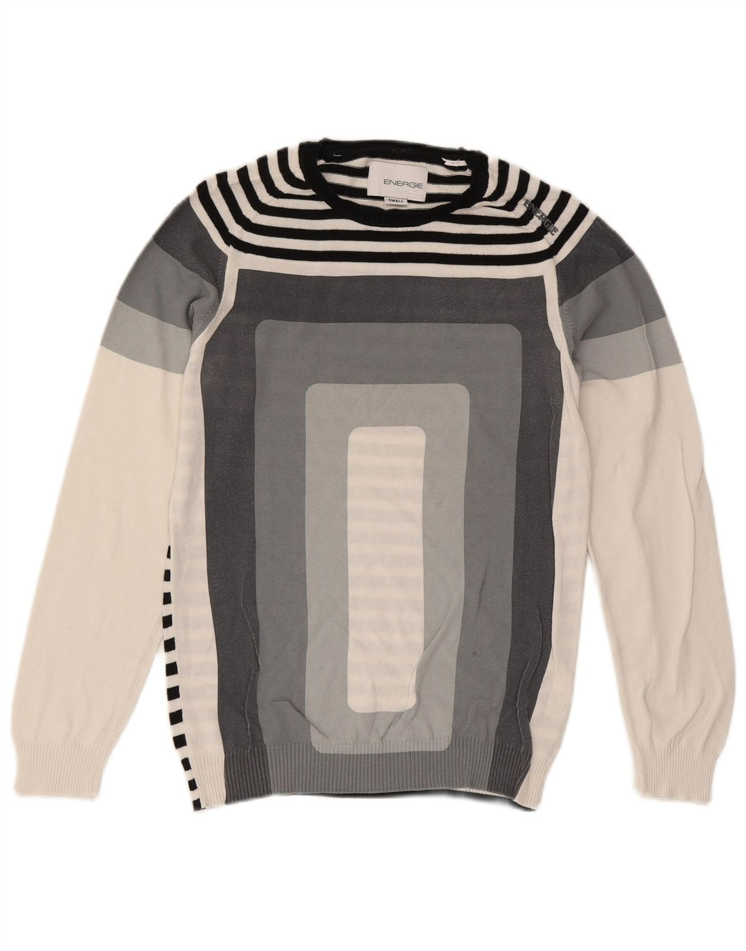 Energie Herre sweater med rund hals, lille grå farveblok