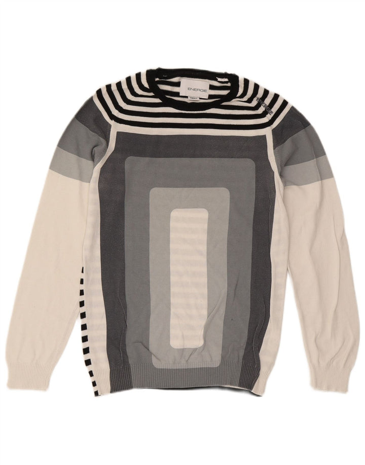 Energie Herre sweater med rund hals, lille grå farveblok