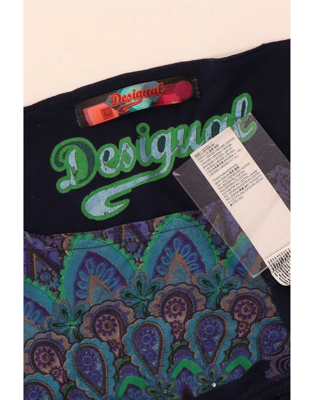Desigual Dame Batwing Bluse Top UK 10 Small Navy Blue Viscose