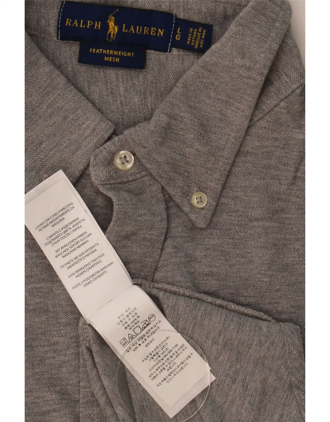 Ralph Lauren Herre fjervægts mesh skjorte, stor grå