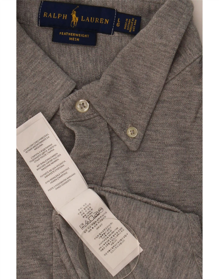 Ralph Lauren Herre fjervægts mesh skjorte, stor grå