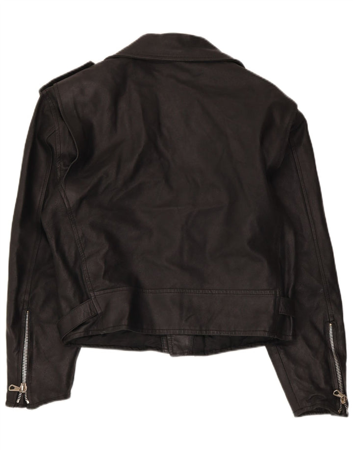 Roberta Ferrini Dame Læder Biker Jacket IT 46 Large Black