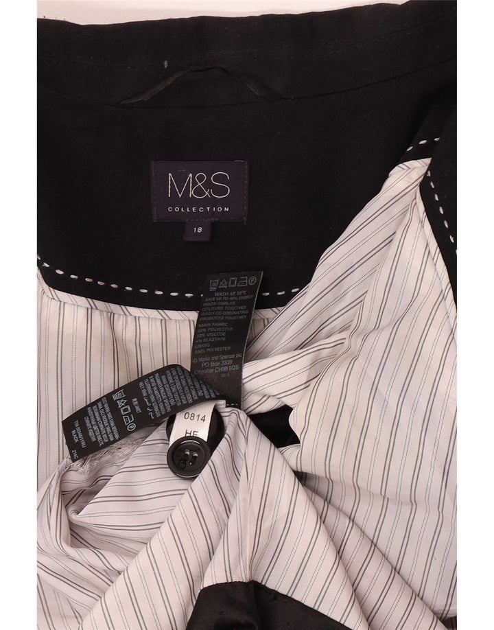 Marks & Spencer Dame 1 Knap Blazer Jacket UK 18 XL Sort Polyester
