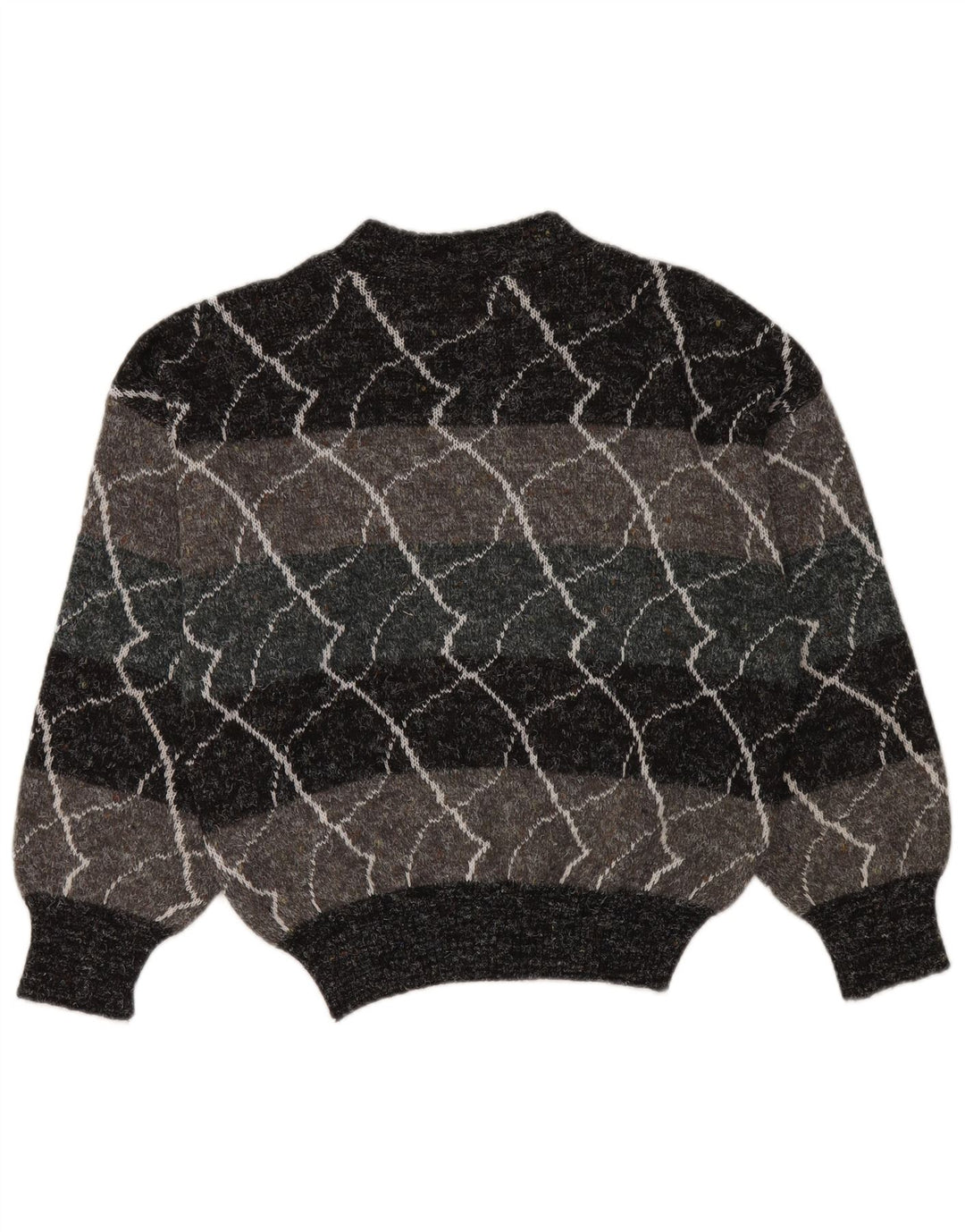 Vintage Dame Turtle Neck sweater IT 48 XL Gråstribet polyakryl