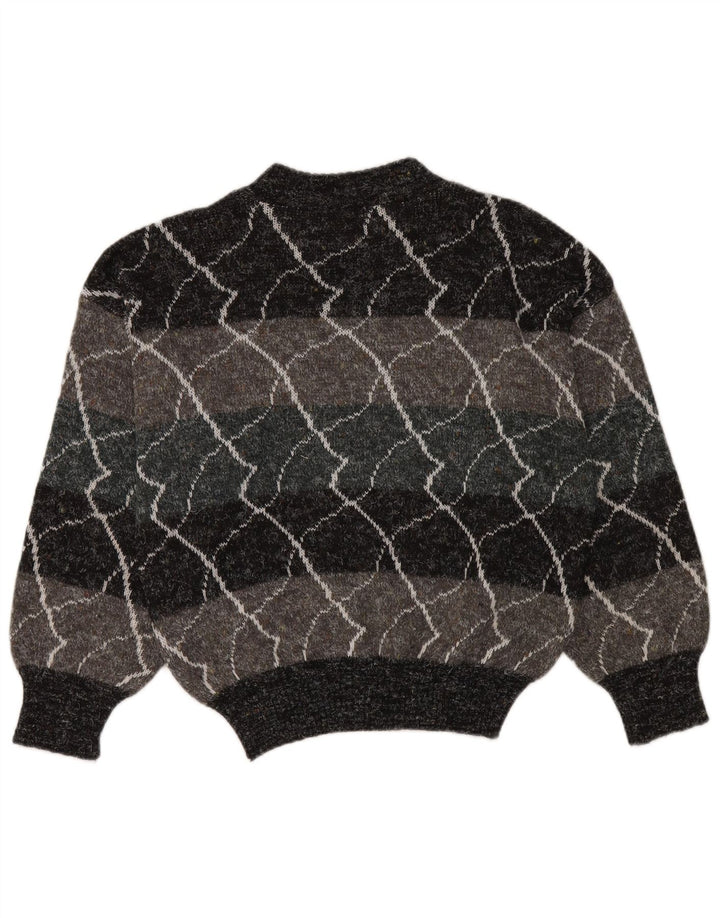Vintage Dame Turtle Neck sweater IT 48 XL Gråstribet polyakryl