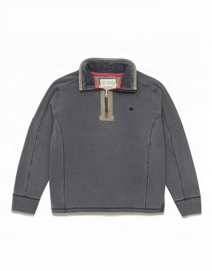 Fedt ansigt herre lynlås-hals sweater jumper medium marineblå bomuld