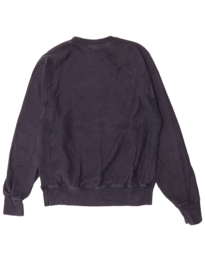 Champion Herre Reverse Weave Graphic Sweatshirt Jumper Small Navy Blue