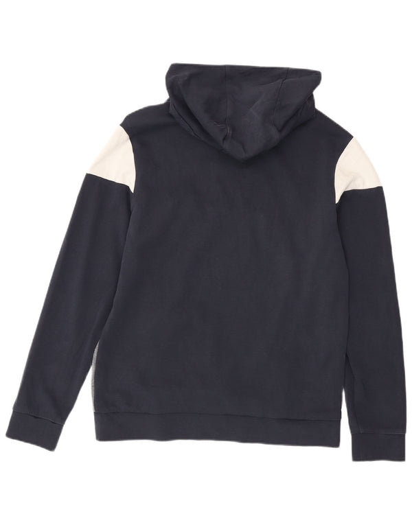 Hugo Boss Herre grafisk hættetrøje Jumper Medium Marineblå Colourblock Bomuld