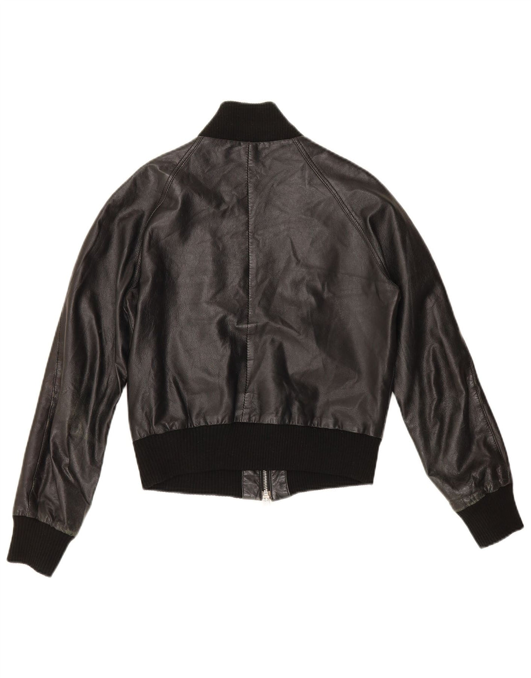 Sasch Womens Crop Læderjakke UK 14 Medium Black