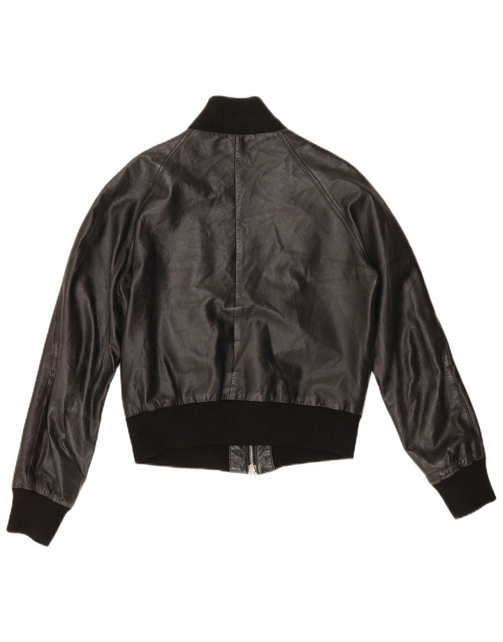 Sasch Womens Crop Læderjakke UK 14 Medium Black