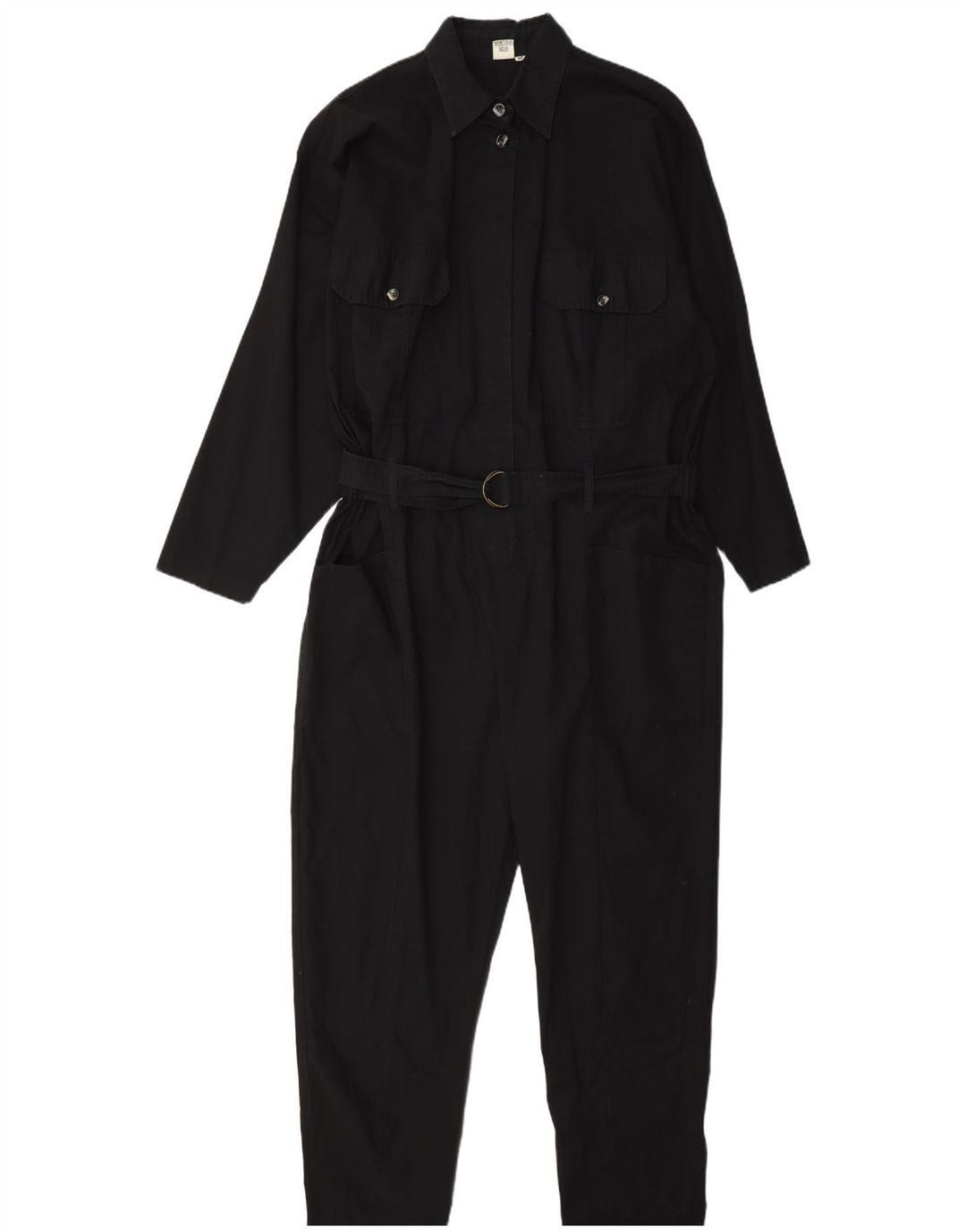Vintage Dame Langærmet Jumpsuit IT 42 Medium Sort Bomuld