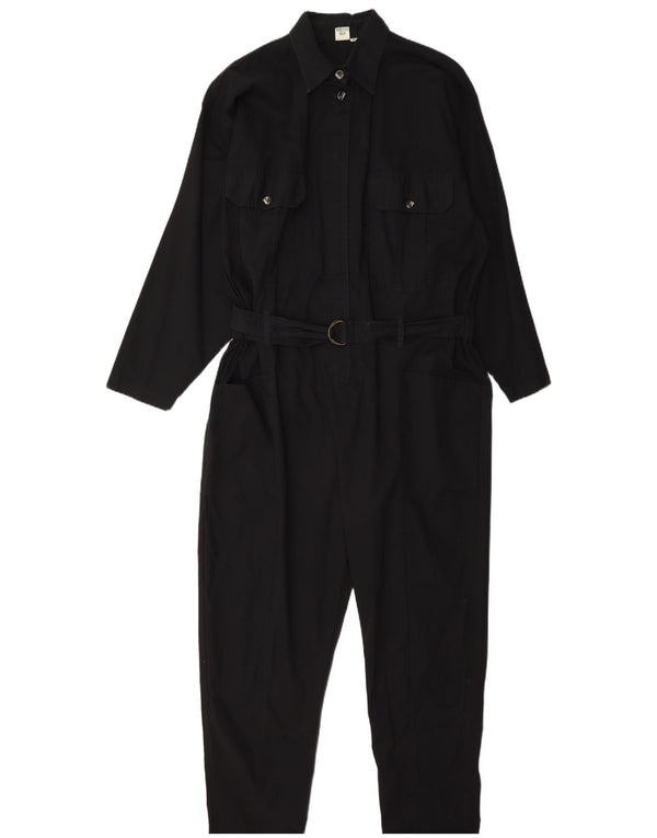 Vintage Dame Langærmet Jumpsuit IT 42 Medium Sort Bomuld