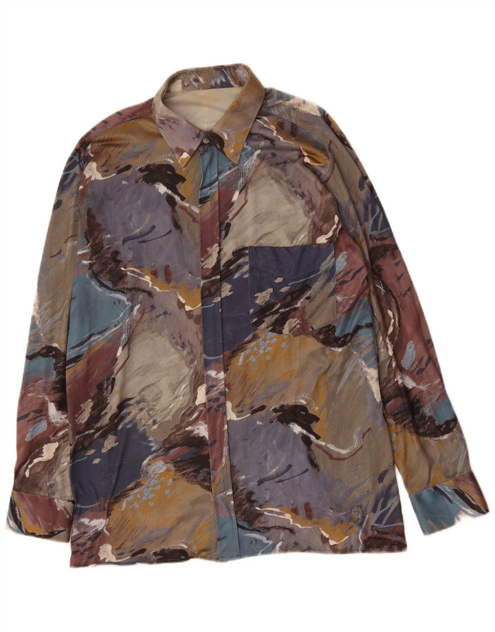 VINTAGE skjorte med abstrakt mønster til mænd, medium flerfarvet