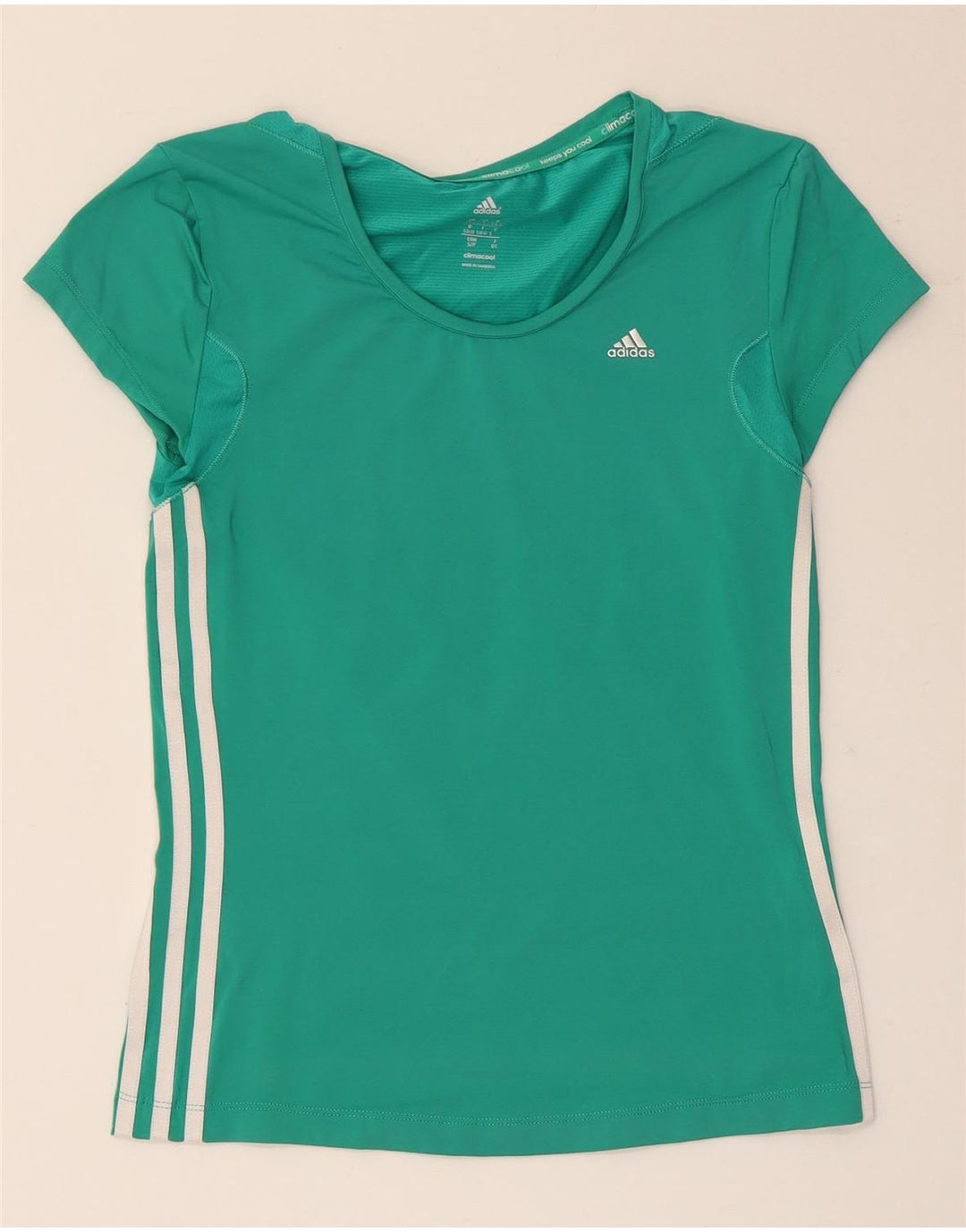 Adidas Womens Climacool T-Shirt Top UK 8/10 Small Green