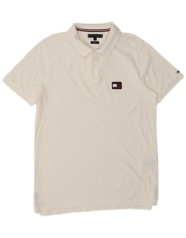 TOMMY HILFIGER Slim Fit poloshirt til mænd Stor hvid bomuld