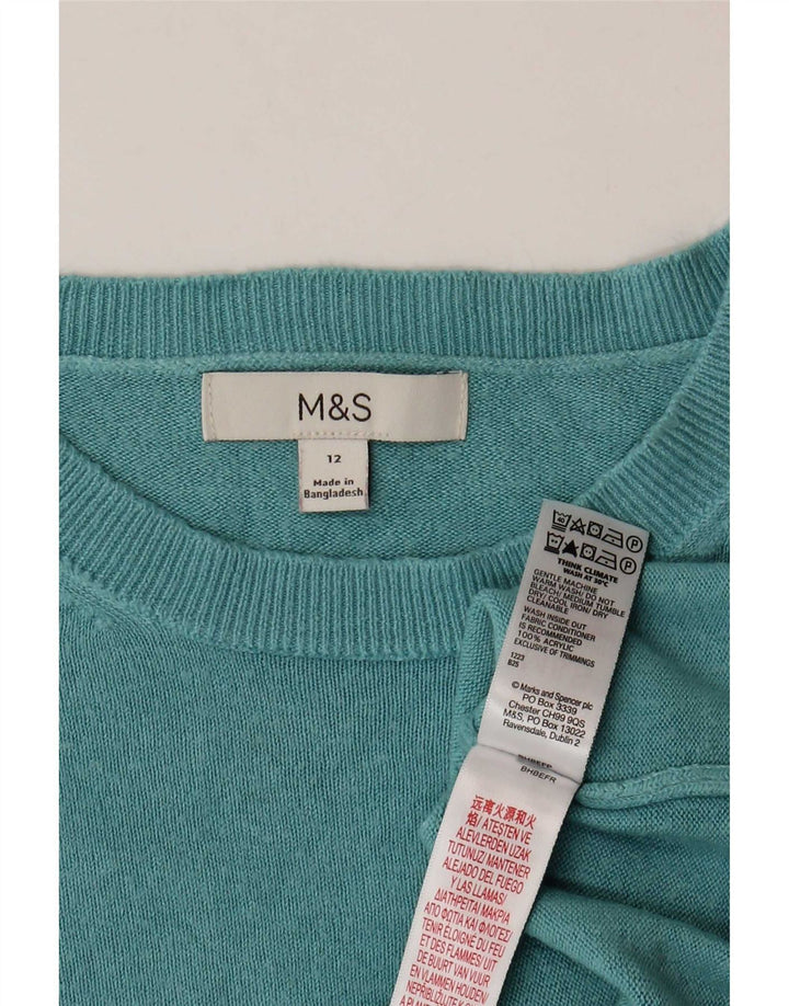 Marks & Spencer Dame Boat Neck Jumper Sweater UK 12 Medium Blue Acryl
