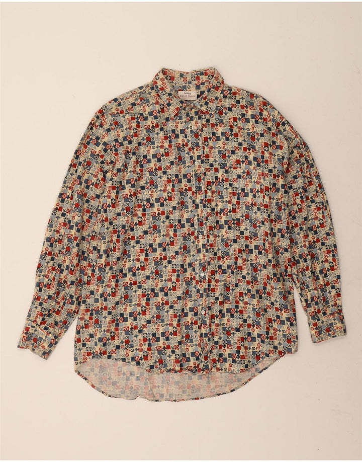 Sisley Herre Relaxed Fit Shirt XL Flerfarvet geometrisk bomuld