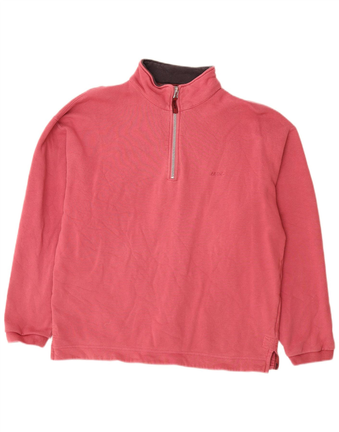 Musto Herre Performance Zip Neck Sweatshirt Jumper Small Pink Bomuld