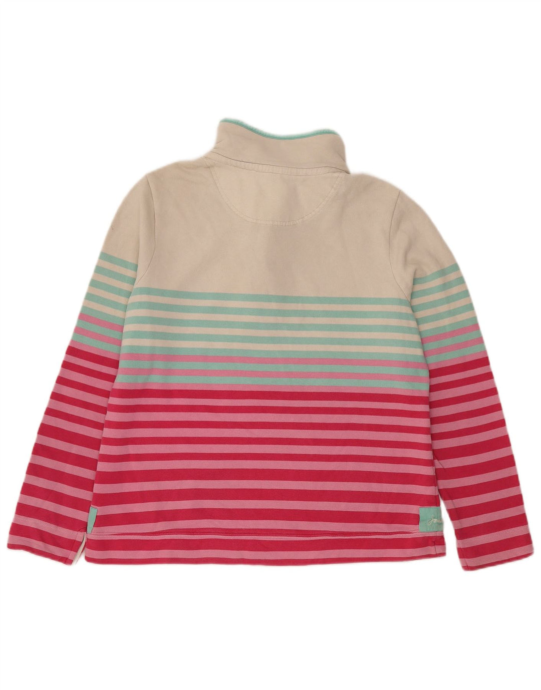 Joules Dame Button Neck Sweatshirt Jumper UK 16 Stor hvid stribet
