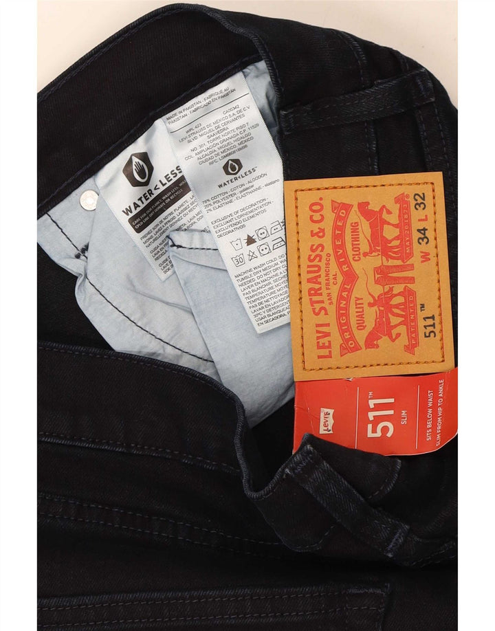 Levi's Dame 511 Slim Jeans W34 L28 Marineblå Bomuld