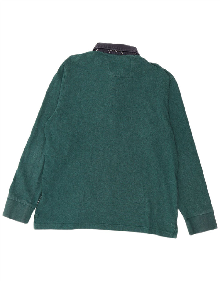 CREW TØJ Langærmet Rugby Polo Shirt til mænd XL Grøn Colourblock