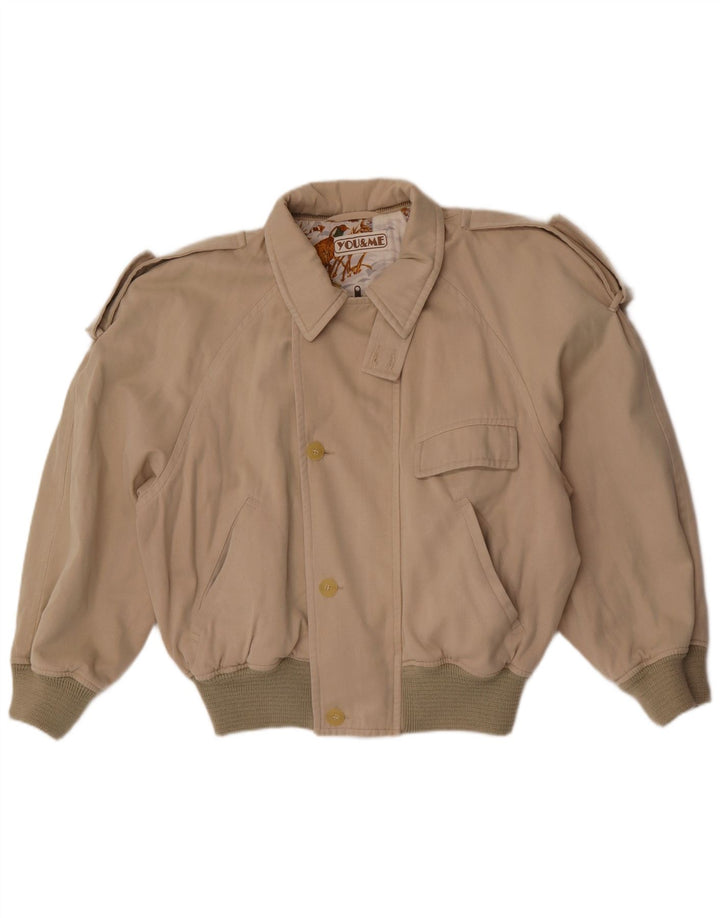 Vintage Herre Military Bomber Jacket UK 38 Medium Beige Bomuld