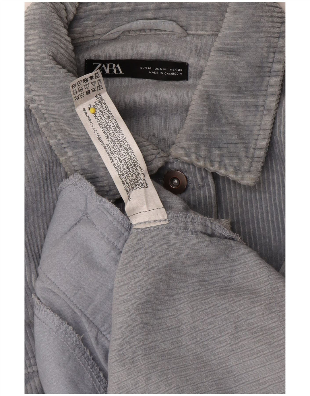 Zara Dame Loose Fit Corduroy Jacket UK 14 Medium Blue Cotton