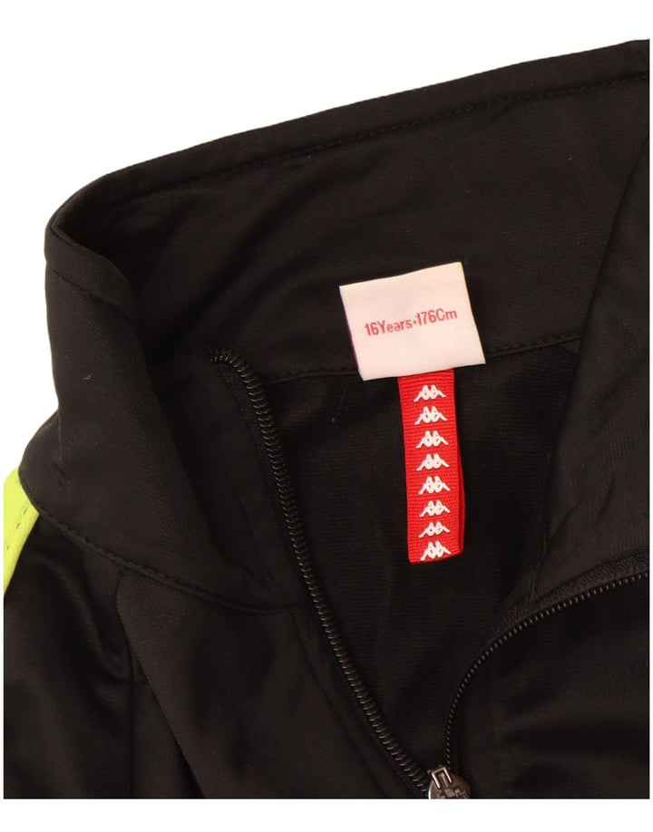 KAPPA drenge grafisk træningsdragt topjakke 15-16 år Sort Colourblock