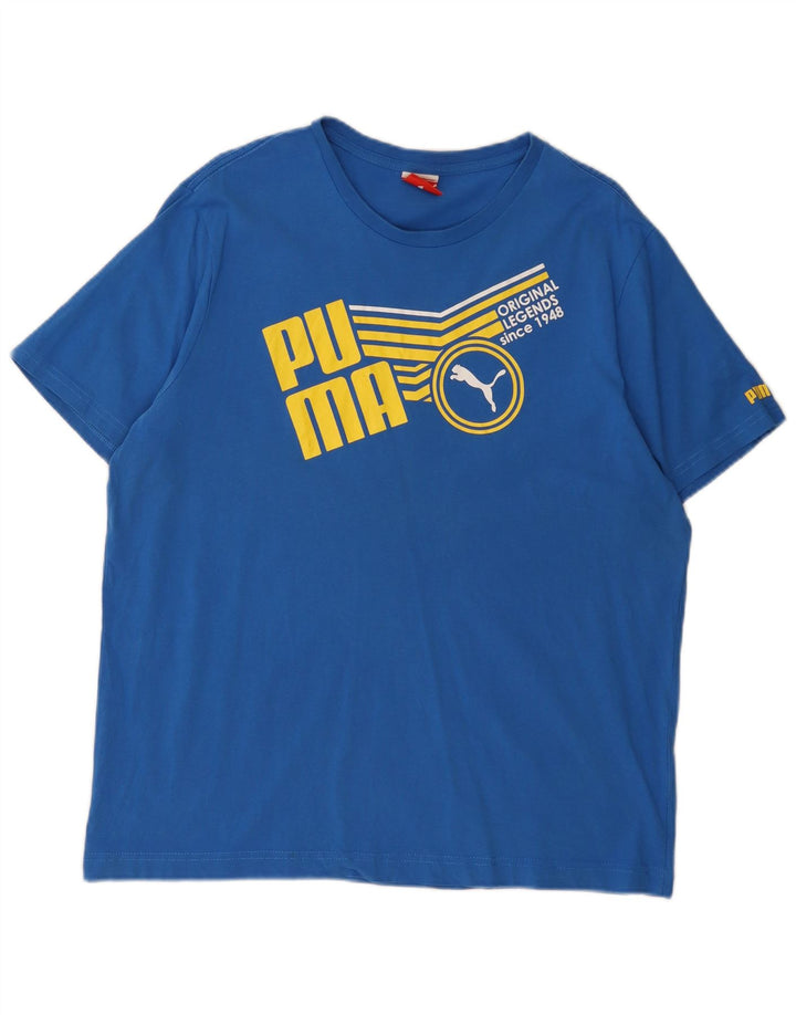 PUMA Grafisk T-shirt top til mænd XL Blå