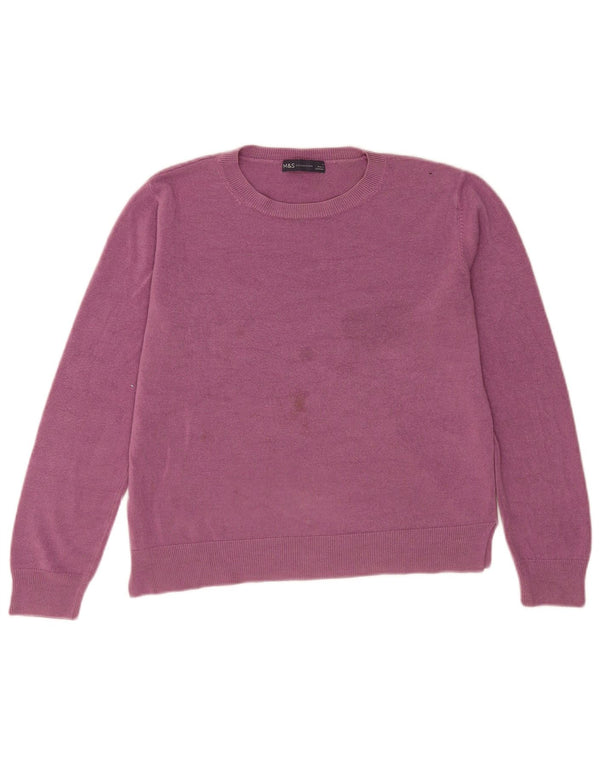 Marks & Spencer Dame sweater med rund hals DK 14 Stor lilla akryl