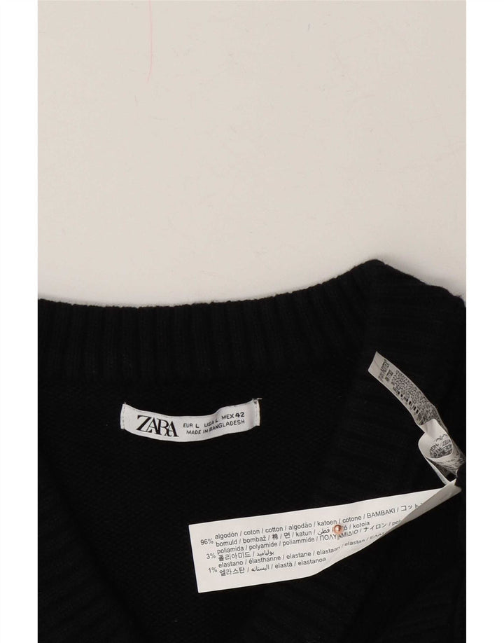 Zara Herre V-hals sweater Stor sort bomuld