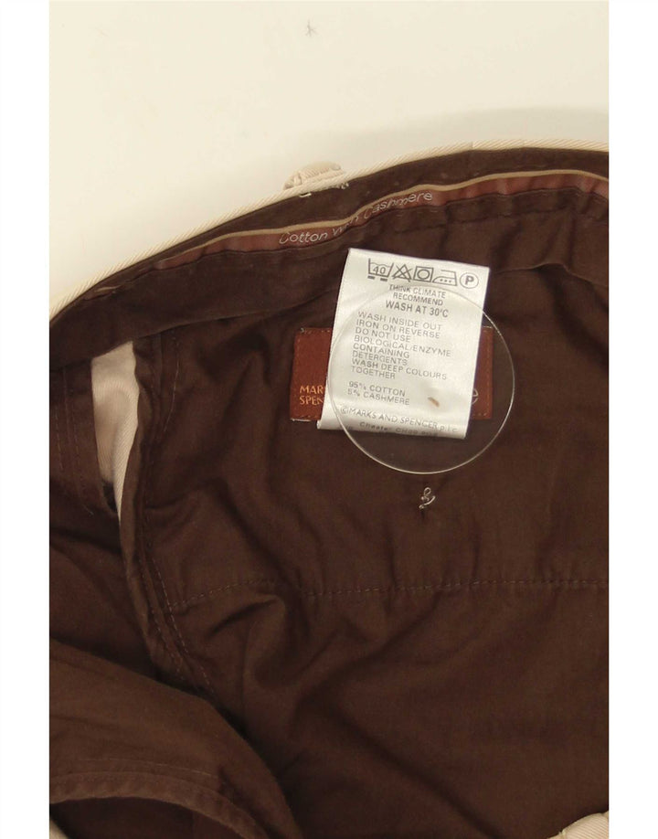 Marks & Spencer Herre Pegged Suit Bukser W40 L33 Beige Bomuld