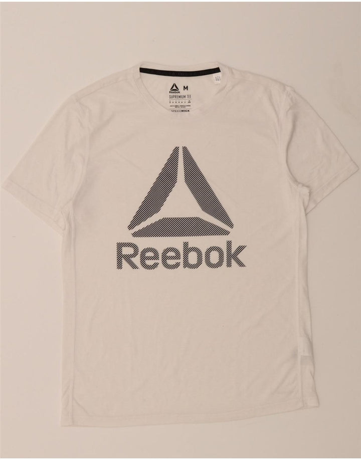 REEBOK Mens Graphic T-Shirt Top Medium White Cotton Vintage Reebok and Second-Hand Reebok from Messina Hembry 