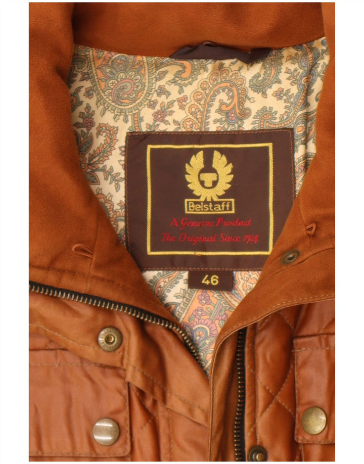 Belstaff Dame Quiltet Vokset Bomuldsjakke IT 46 Stor Beige Bomuld