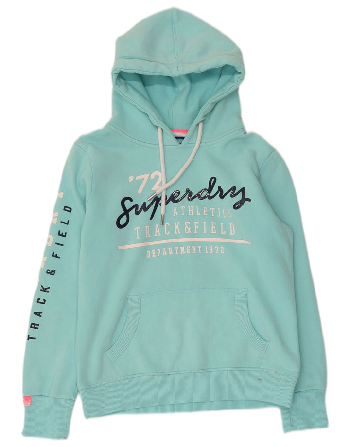 SUPERDRY Dame Oversized grafisk hættetrøje Jumper UK 10 Small Turkis