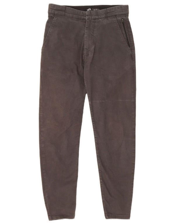 Zara Mens Slim Chino Trousers Small W30 L25 Grey Cotton