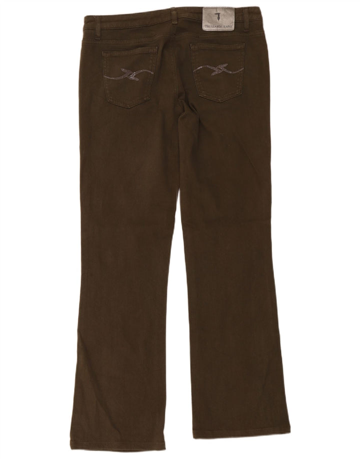 Trussardi Dame Bootcut Jeans W31 L31 Khaki Bomuld