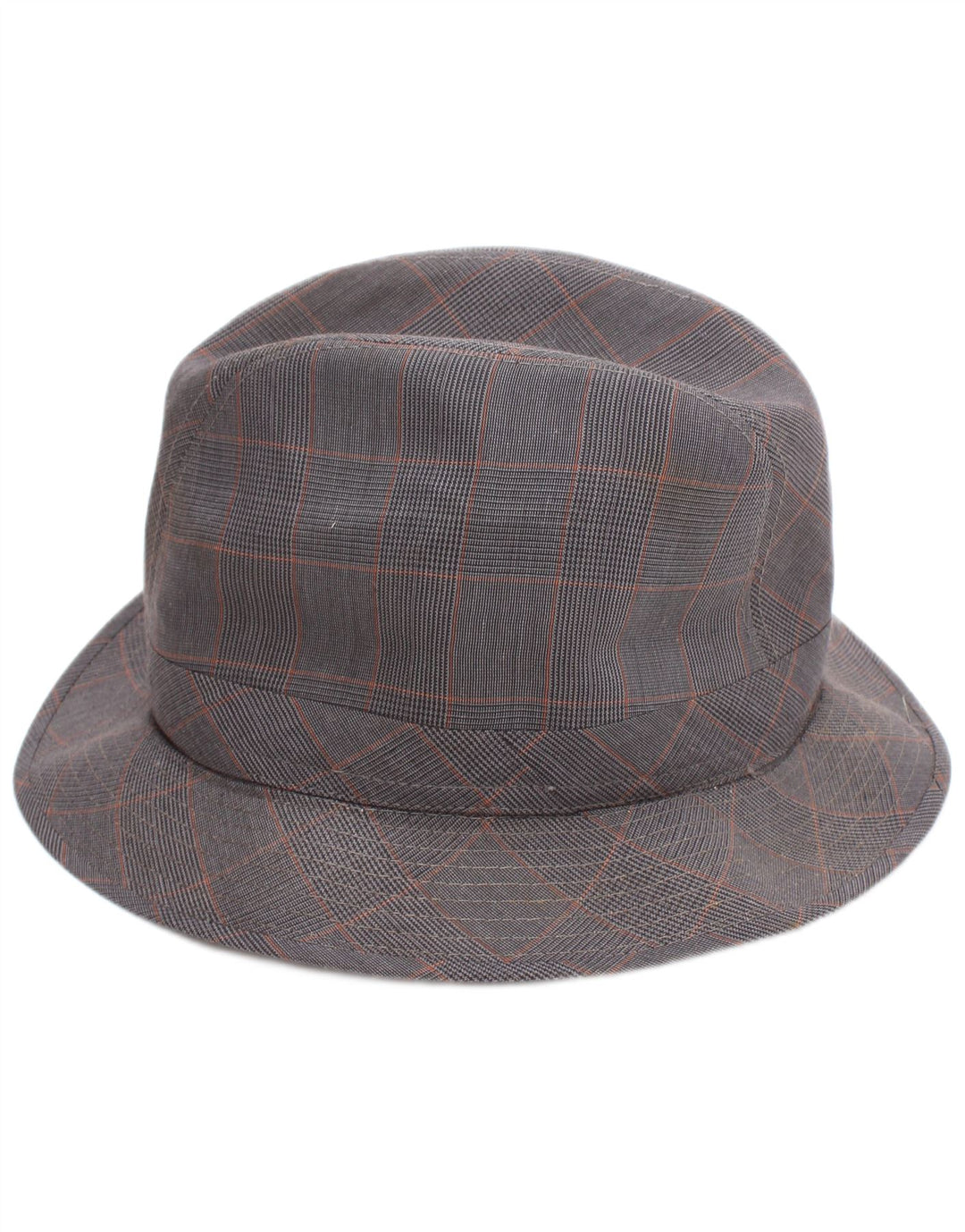 Vintage Herre Fedora Hat Stor Grå Ternet Klassisk