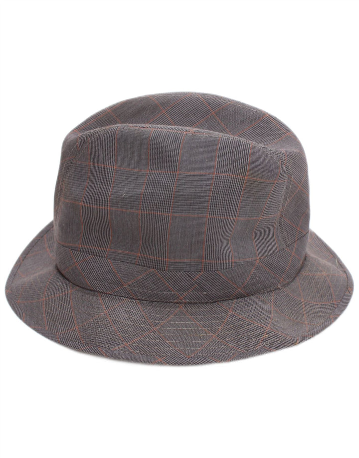 Vintage Herre Fedora Hat Stor Grå Ternet Klassisk