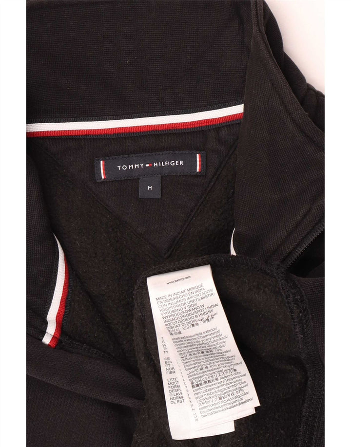 Tommy Hilfiger Herre Grafisk Zip Neck Sweatshirt Jumper Medium Sort Bomuld